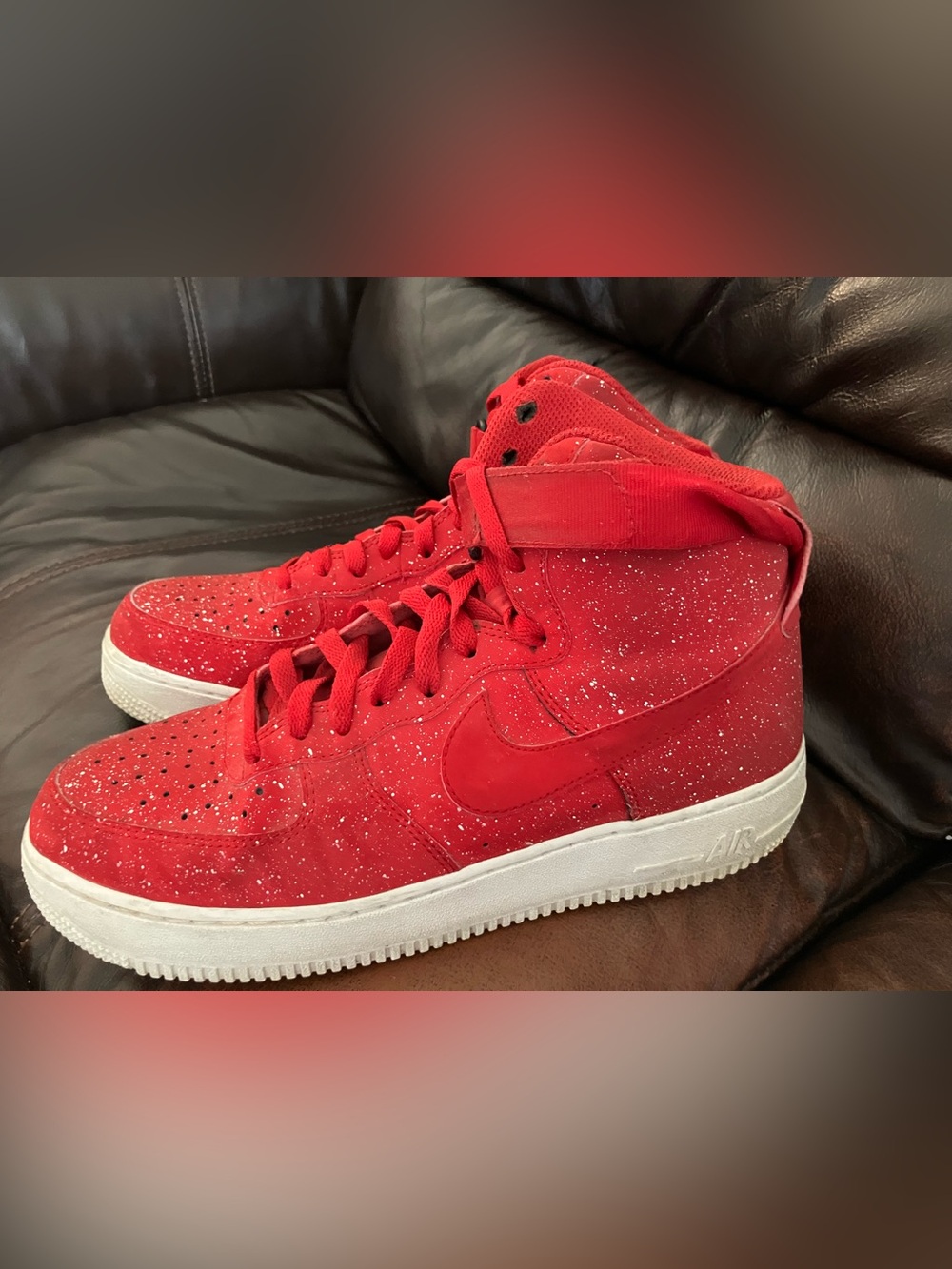 Nike High-Top Sneakers - Red with White Speckle